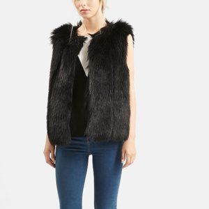 Topshop Black Faux Fur Vest US 0 / XS